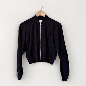 Aritzia Babaton Bomber Jacket in Black Womens Size XXS Silver Zipper
